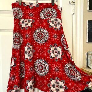 Colette soft jersey skirt red/black/white mandalas